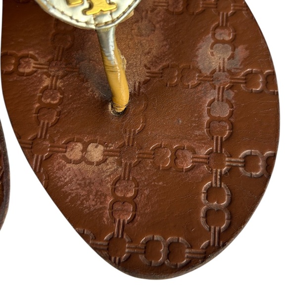 Tory Burch Thora Metallic Gold Thong Flat Sandals Size 9 - Picture 3 of 6